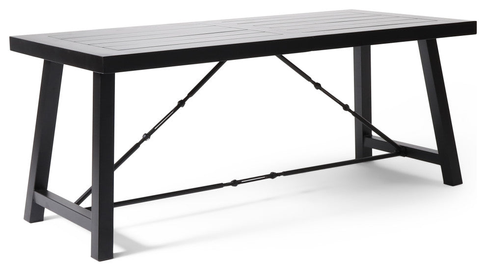 Hempstead Indoor Modern Industrial Acacia Wood Dining Table, Black