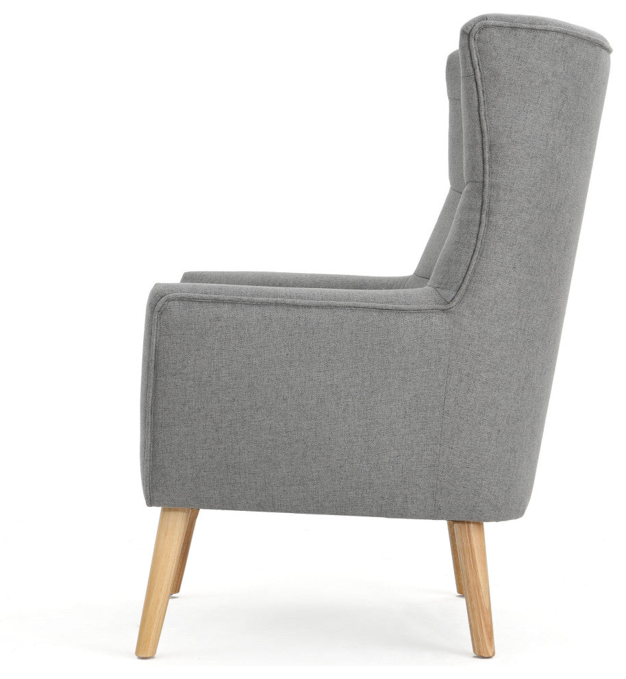 GDF Studio Temescal Mid Century Modern Dark Teal Fabric Club Chair, Gray