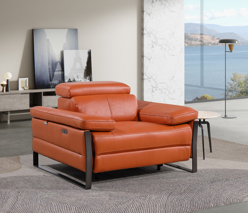 Antonio Italian Leather Power Reclining Arm Chair, Camel