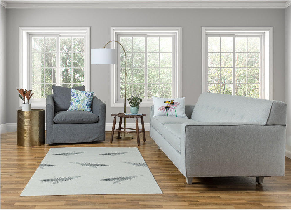 Feather Stripe Spring Chenille Rug, Lunar Gray, 4'x6'