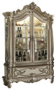 Benzara BM261794 Curio Cabinet With Scrolled Motifs and Touch Light, Off white