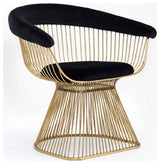Benzara BM279256 Cid 28" Modern Dining Chair, Slatted Gold Cone Base, Black