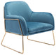 Comfy Square Teal Velvet and Gold Accent Arm Chair