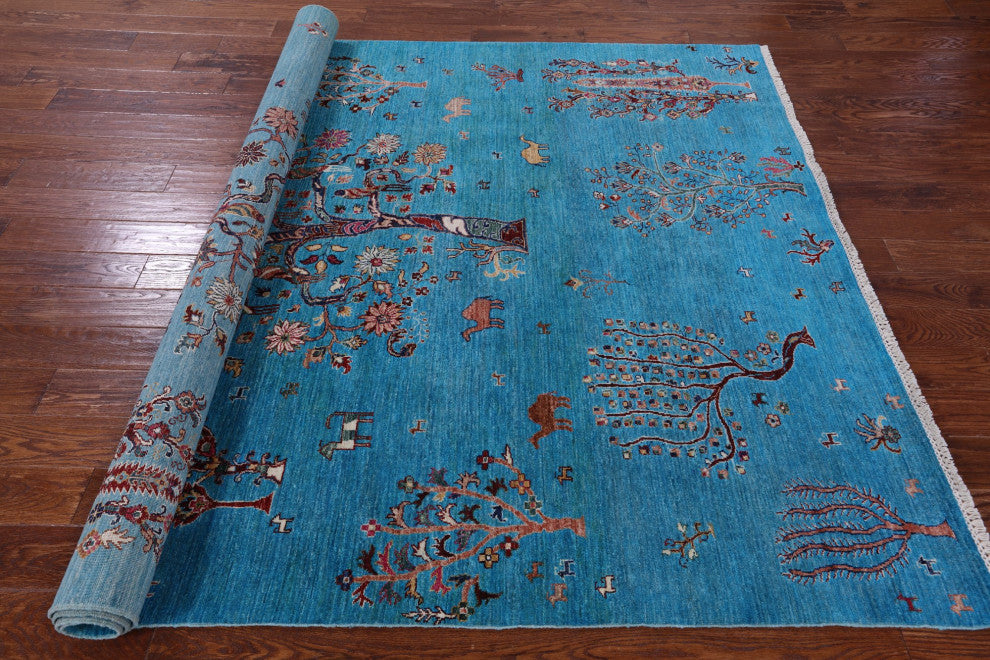 6' 10" X 9' 5" Persian Gabbeh Tribal Handmade Wool Rug Q11218