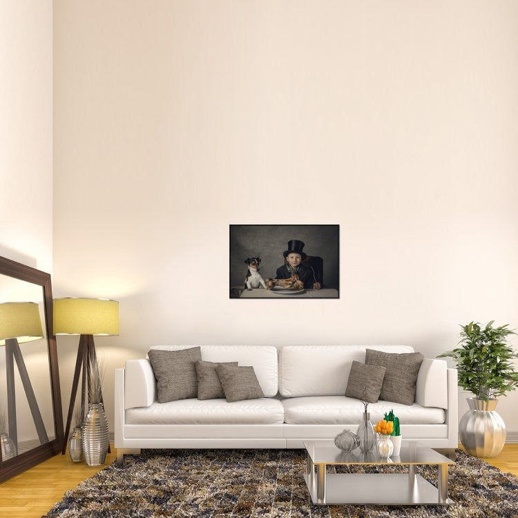 "The Dinner" Framed Canvas Giclee by Monika Vanhercke, 37x25"