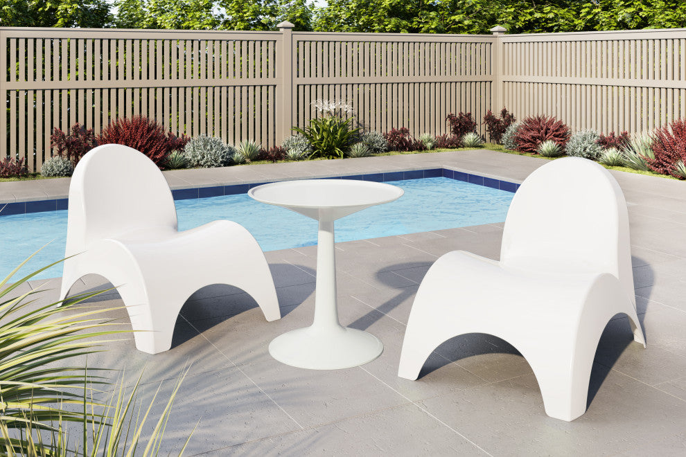 Set of two White Angel Trumpet Chairs with White Sprout Table, White