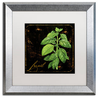 Color Bakery 'Black Gold Herbs IV' Art, Silver Frame, White Matte, 16"x16"