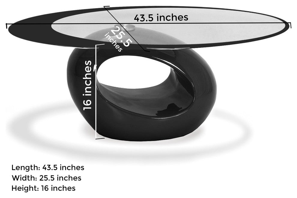 Stylish  Oval Shape Coffee Table, Black