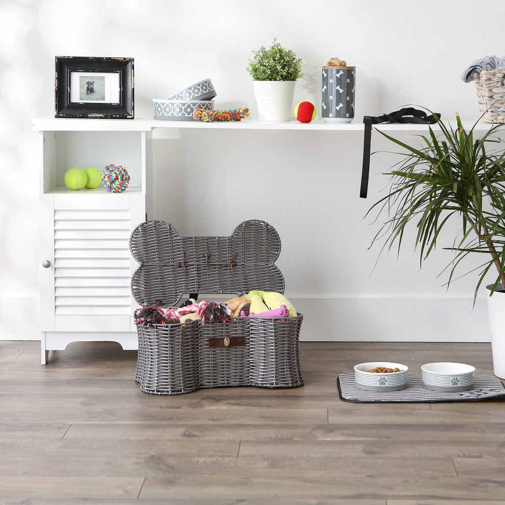 Gray Bone Shape Toy Basket Small 17.5x11x7.5