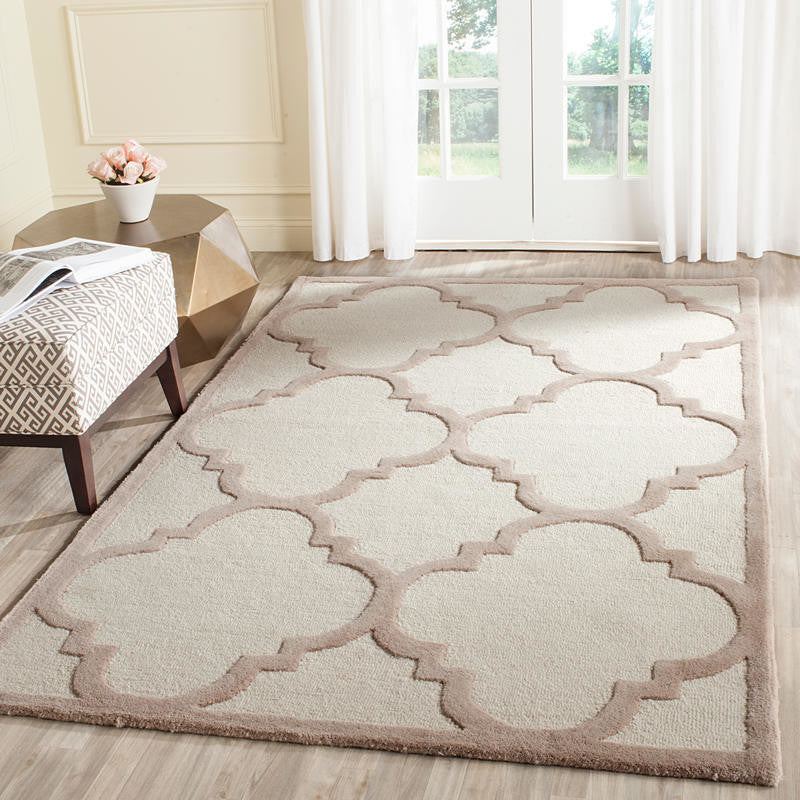 Safavieh Cambridge Cam140P Geometric Rug, Ivory/Beige, 8'0"x8'0" Round