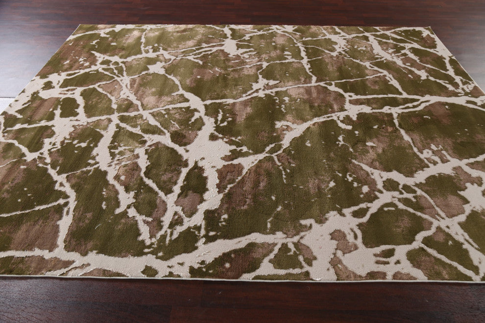 Green Abstract Turkish Transitional Oriental Rug Contemporary Carpet 8x10