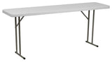 Pemberly Row Granite Plastic Folding Training Table in White