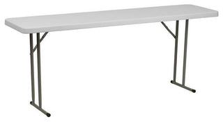Pemberly Row Granite Plastic Folding Training Table in White