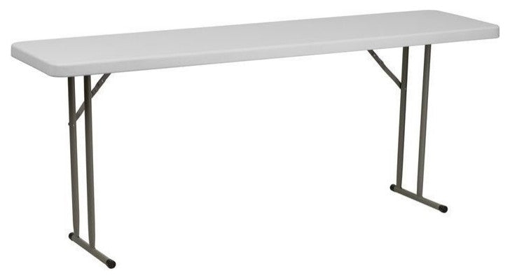 Pemberly Row Granite Plastic Folding Training Table in White