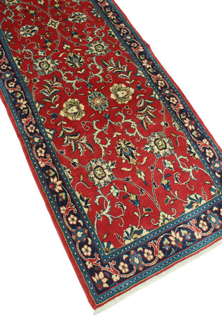 Fine Vintage Distressed Akjamal Red/Navy Runner, 2'9 x 14'2