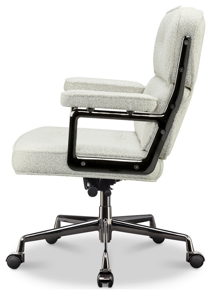Lobby Mid Back Computer Office Desk Chair, Black Chrome&whtfab