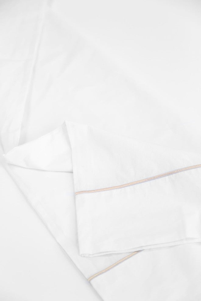 Tan Embroidered Solid Sheet Set, Twin