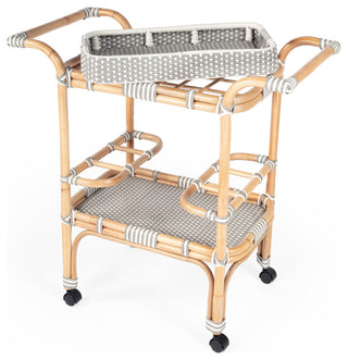Butler Selena Grey & White Rattan Bar Cart