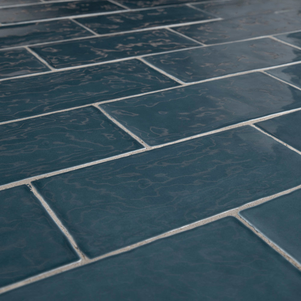 Castillo Glossy Ceramic Wall Tile, Denim