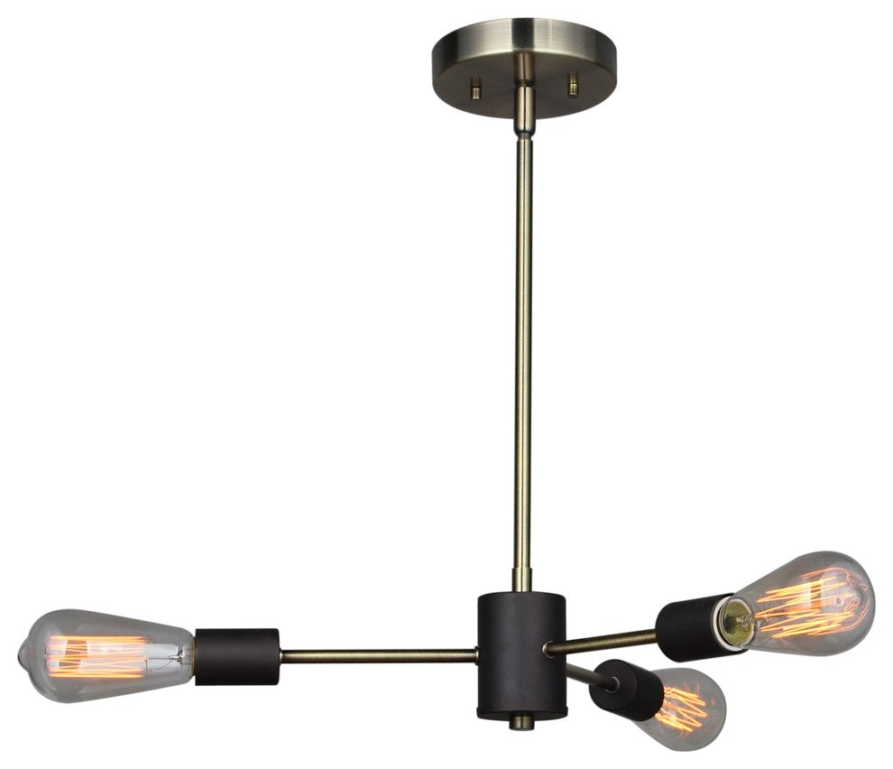 Ethan 3-Light Chandelier, Brass/Bronze, Vintage ST64