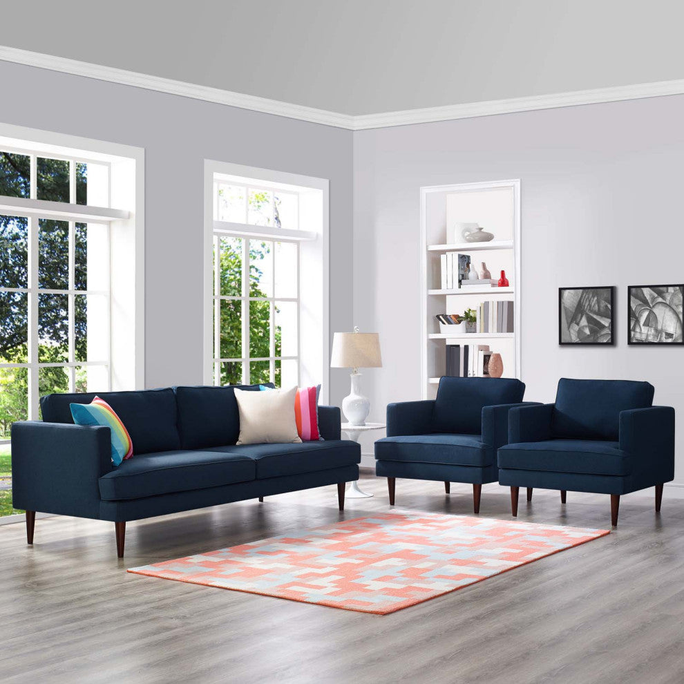 Agile 3 Piece Upholstered Fabric Set Blue