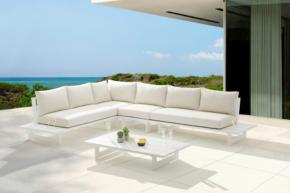 Maldives Cream Water Resistant Fabric Outdoor Patio Modular Sectional