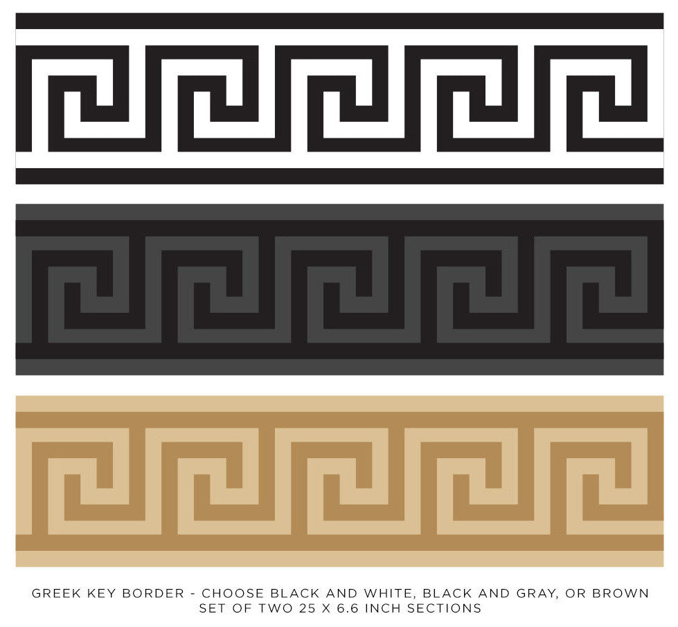 Greek Key Border Fabric Wall Decal, Set of 2, Brown