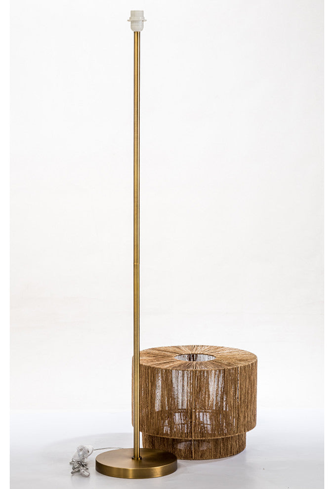Modern Home Soho Jute Golden Brass Floor Lamp w/Natural Jute Rope Shade