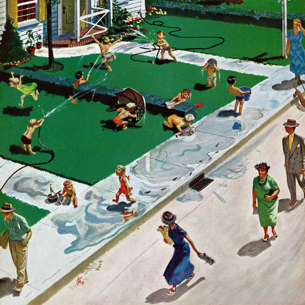 "Water Fight" Painting Print on Canvas by Thornton Utz