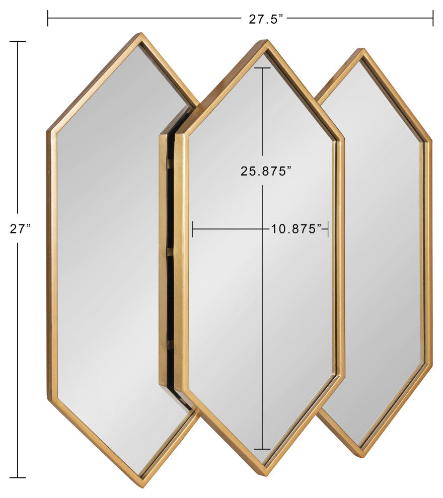 Diaz Framed Wall Mirror, Gold 28x27