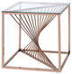 24" X 24" X 24" Brushed Copper And Clear Glass End Table