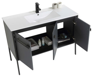 Oakville Bath Vanity, Ceramic Sink, Onix Grey, 42 Inch, Black Hardware
