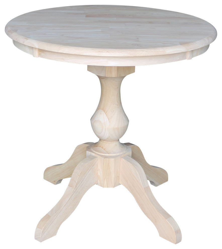 Round Top Pedestal Table, Unfinished, 30 Inch Round