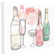 Rose All Day Pink Bubbles Watercolor Champagne and Glasses Canvas, 30"x40"