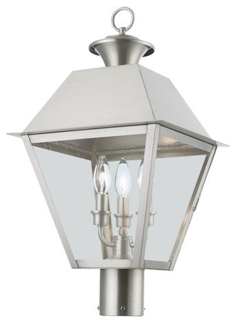 Wentworth 3 Light Brushed Nickel Outdoor Large Post Top Lantern