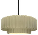 Radiance Medium Tier Pleated Pendant, Vanilla Gloss Frame, Black, Rigid Stem Kit