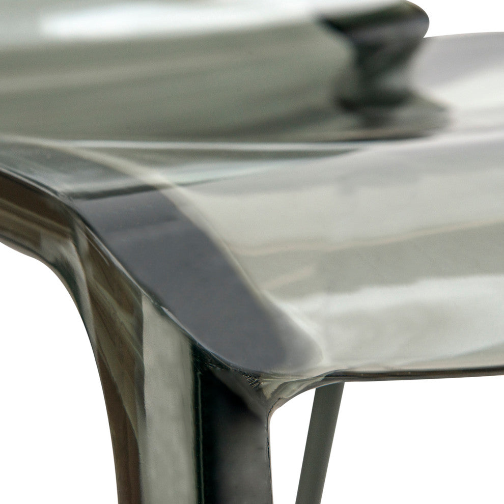 LeisureMod Murray Lucite Stackable Molded Dining Side Chair, Black