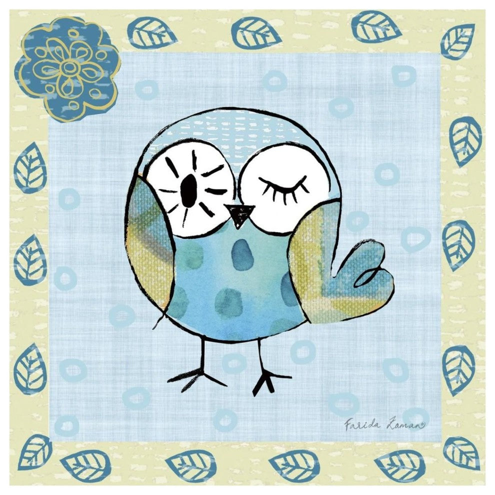 "Whimsy Owls I" Digital Paper Print by Farida Zaman, 42"x42"