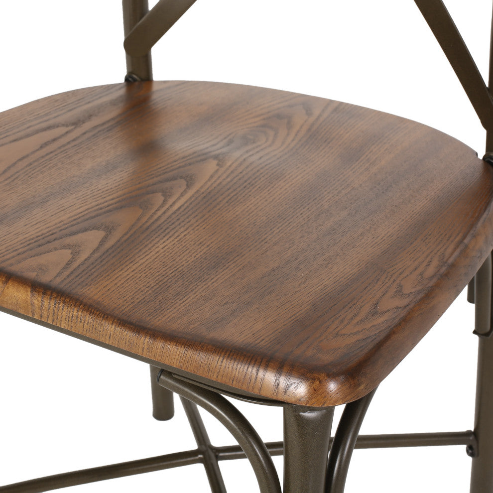 Hettle Farmhouse Crossback Dining Chairs (Set of 2), Dark Brown and Espresso