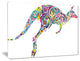 "Floral Kangaroo Running" Animal Digital Canvas Print, 20"x12"