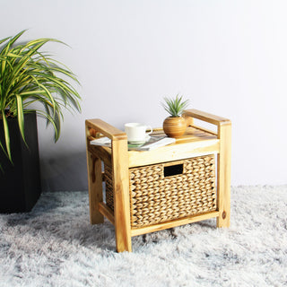 Brae Water Hyacinth Wood Storage Stool - Brown