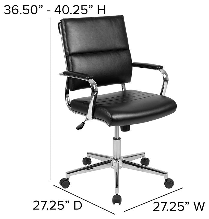 Mid-Back Black LeatherSoft Panel Executive Swivel Office Chair