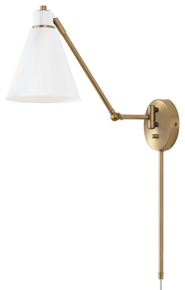 Capital Lighting 650111 Bradley 26" Tall Wall Sconce - Aged Brass / White
