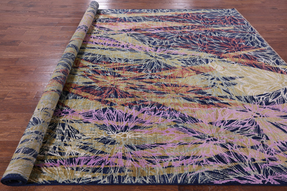 Wool and Silk Modern Handmade Rug 8' 10" X 11' 10" Q7333