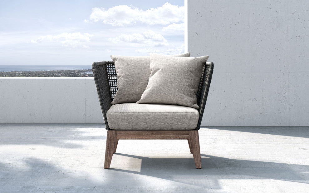 Netta Lounge Chair, Dark Gray Cord and Weathered Eucalyptus