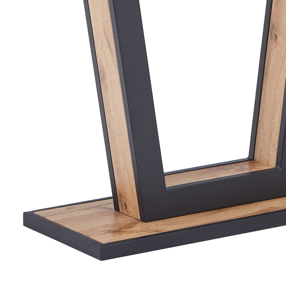 Modern MDF/Metal Console Table, Natural/Black