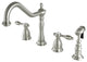 Kingston Brass Widespread Kitchen Faucet With Brass Sprayer, Brushed Nickel
