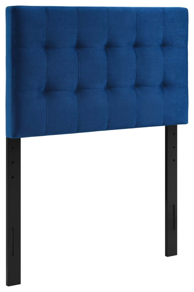 Navy Lily Biscuit Tufted Twin Performance Velvet Headboard