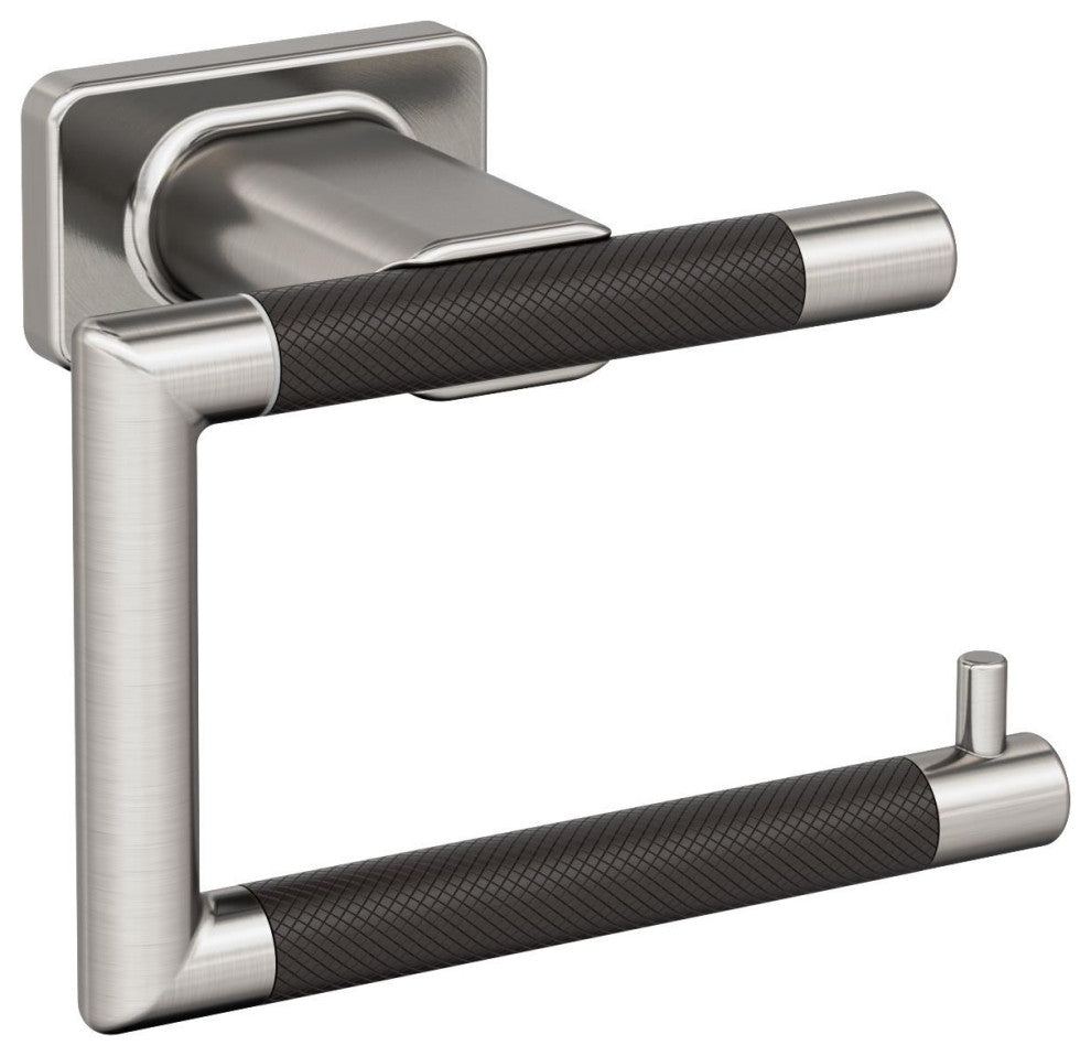 Amerock Esquire Contemporary Single Post Toilet Paper Holder, Brushed Nickel/Oil