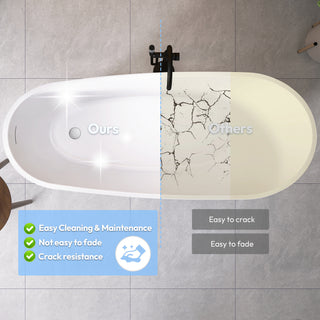 Lahore Freestanding Acrylic Soaking Bathtub, White, 66.9"l X 29.1"w